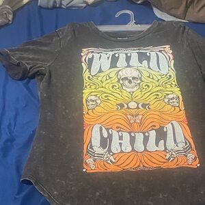 Wild Child Graphic Tee - Black with Orange & Yellow Print